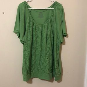 3X short sleeve green blouse